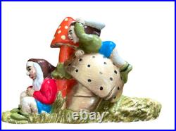 Vintage Garden Gnomes Mushrooms Dwarves Chalkware wall Hanging Deocr Set