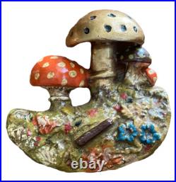 Vintage Garden Gnomes Mushrooms Dwarves Chalkware wall Hanging Deocr Set