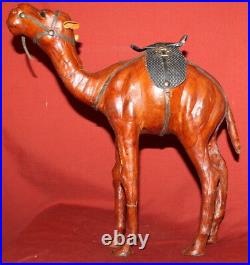 Vintage Genuine Leather Dromedary Camel Statuette