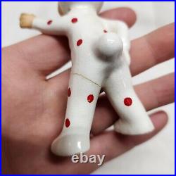 Vintage Geo Z Lefton Ceramic Bunny Figurine Child Red Polka Dot Easter Lot Of 2