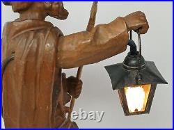Vintage German Black Forest Carved Wood Lamp Nightlight RARE 16