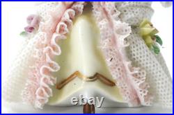 Vintage Germany Lace Miniature 2 Seated Figurines, Man & Women