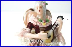 Vintage Germany Lace Miniature 2 Seated Figurines, Man & Women