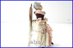 Vintage Germany Lace Miniature 2 Seated Figurines, Man & Women