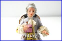 Vintage Germany Lace Miniature 2 Seated Figurines, Man & Women