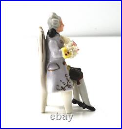 Vintage Germany Lace Miniature 2 Seated Figurines, Man & Women