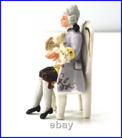 Vintage Germany Lace Miniature 2 Seated Figurines, Man & Women