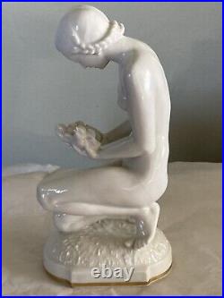Vintage HUTSCHENREUTHER Porcelain Bisque Nude Woman Figurine Carl Werner Germany