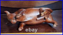 Vintage Hand Carved Bull Sculpture MCM Stock Market Bull Symbol Statue
