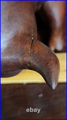 Vintage Hand Carved Bull Sculpture MCM Stock Market Bull Symbol Statue