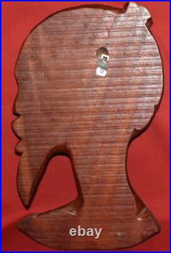 Vintage Hand Carved Wood African Male Wall Hanging Plaque