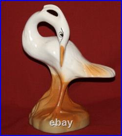 Vintage Handcrafted Glazed Ceramic Heron Bird Statuette
