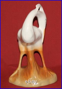 Vintage Handcrafted Glazed Ceramic Heron Bird Statuette