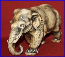 Vintage Handcrafted Glazed Plaster Elephant Figurine