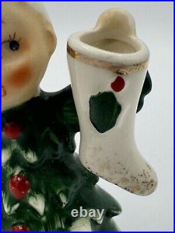 Vintage Lefton Ceramic Christmas Tree Boy Figure Japan