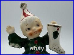 Vintage Lefton Ceramic Christmas Tree Boy Figure Japan