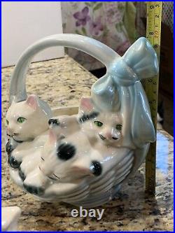 Vintage Lot Ceramic Cat Kitten Planters Figurines McCoy Japan Ardco Brinns