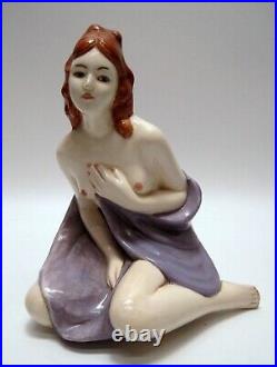 Vintage MCM Ceramic Nude Woman Figurine Statue Peek A Boo WithRose Tattoo