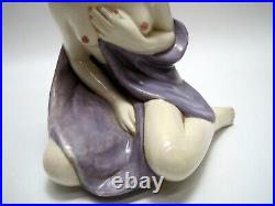 Vintage MCM Ceramic Nude Woman Figurine Statue Peek A Boo WithRose Tattoo