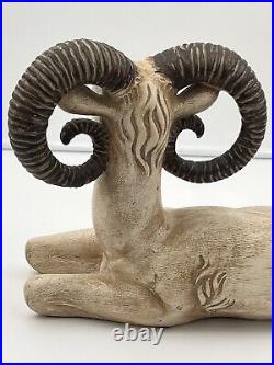 Vintage Majestic Italian Ceramic Ram Centerpiece Decorative Sculpture
