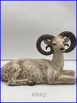 Vintage Majestic Italian Ceramic Ram Centerpiece Decorative Sculpture