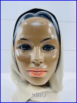 Vintage Marwal Chalkware Woman Head Bust Woman MCM Mid Century Modern