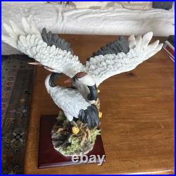 Vintage Montefiori Oriental Red-Crowned Cranes Resin Sculpture Italian Design
