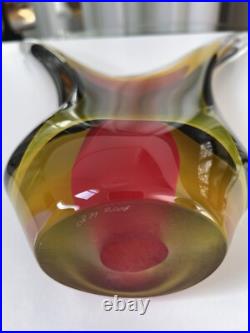 Vintage Murano Style Artist Signed Sommerso Multi Color Abstract Sculpture 18.5