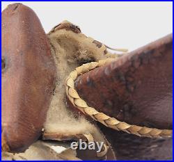 Vintage OOAK Hand Carved Wooden Horse Leather Saddle Western Theme Mounted