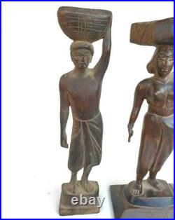 Vintage Old Antique Rosewood Fine Hand Carved Tribal Couple Wooden Figure Statue