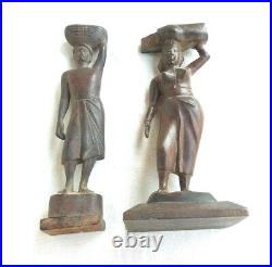 Vintage Old Antique Rosewood Fine Hand Carved Tribal Couple Wooden Figure Statue