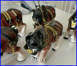 Vintage Porcelain Clydesdale Draft Horse Set of 6 withHarness Giftcraft Taiwan