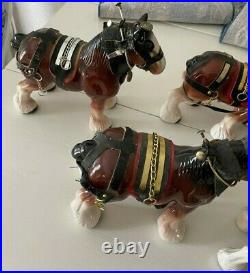 Vintage Porcelain Clydesdale Draft Horse Set of 6 withHarness Giftcraft Taiwan