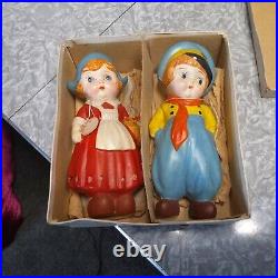 Vintage Porcelain Dutch Boy & Girl Figurines 1950s Japan 5 Orig Box FREE SHIP