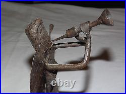Vintage Primitive Art Metal Angel Blowing Horn