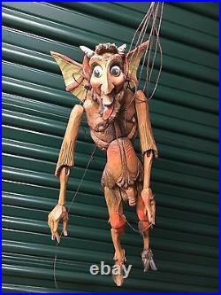 Vintage RARE String Puppet Marionette Carved Wooden SATYRE Adult Appendage 18