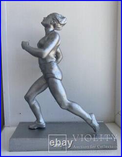Vintage Sculpture Athlete Player Sports USSR Russina Silumin Soviet Rare Old 50s
