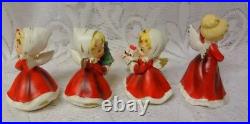 Vintage Set of 4 pc Napco 50's Japan Christmas Girls & Lady Figurines Porcelain