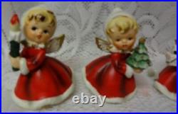 Vintage Set of 4 pc Napco 50's Japan Christmas Girls & Lady Figurines Porcelain