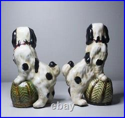 Vintage Staffordshire Style King Charles Spaniels on Ottomans Mantle Figurines