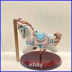 Vintage The Carousel Charger Horse Porcelain Figurine with Pink Plume Large 13