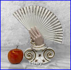 Vintage Traditional Regency Porcelain Hand Holding Fan Sculpture
