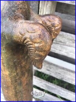 Vintage Unique Angel Playing Harp Pottery Figurine. Red Clay. Heavy
