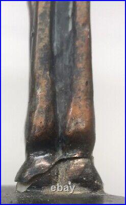 Vintage Unique Angel Playing Harp Pottery Figurine. Red Clay. Heavy