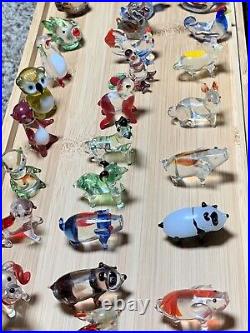 Vintage hand blown glass miniature animals set of 35