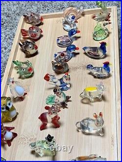 Vintage hand blown glass miniature animals set of 35