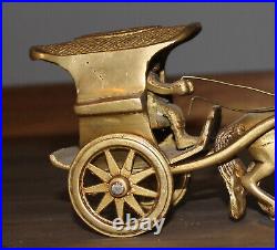 Vintage hand made brass horse carriage figurine