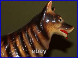 Vintage hand made ceramic wolf dog figurine