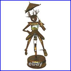 Vintage tin man Clown Sculpture character on unicycle with umbrella 32 Cm