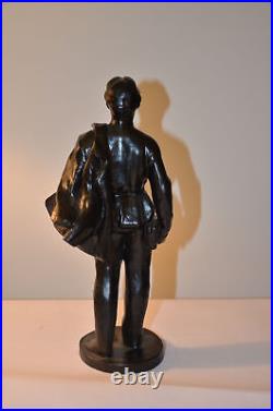 Vladimir Lenin young man walking metal figurine